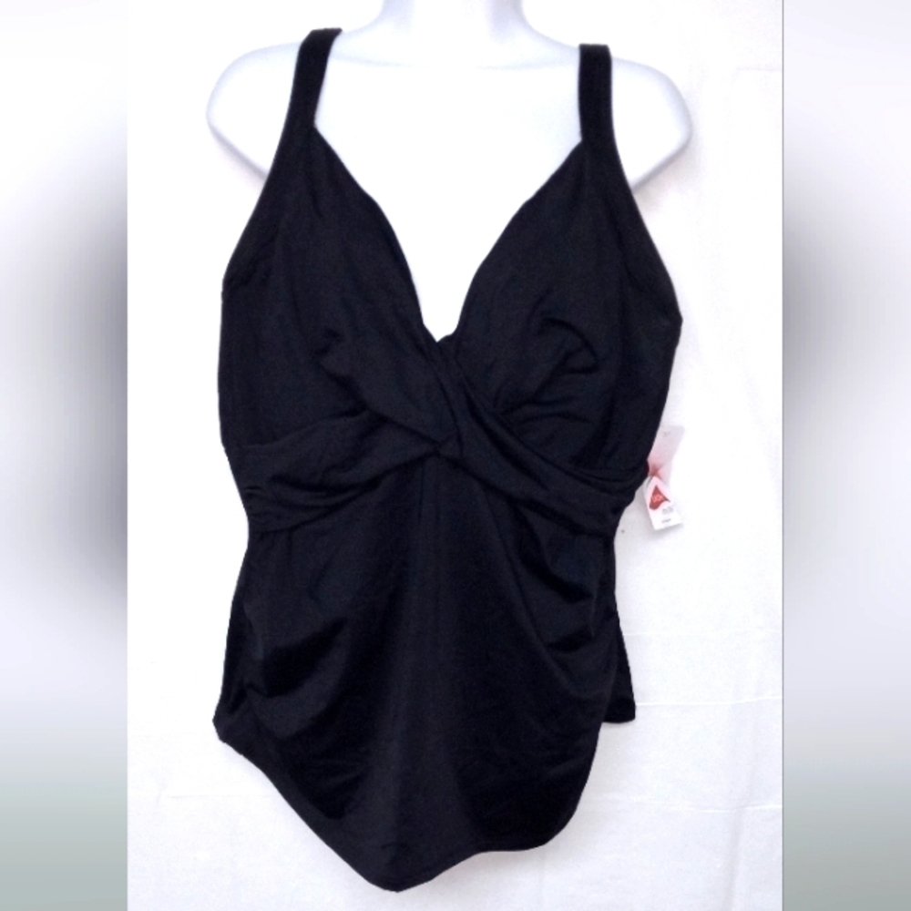 NWT LANDS ENDS SWIMSUIT TOP WOMENS SZ 18DDD BLACK